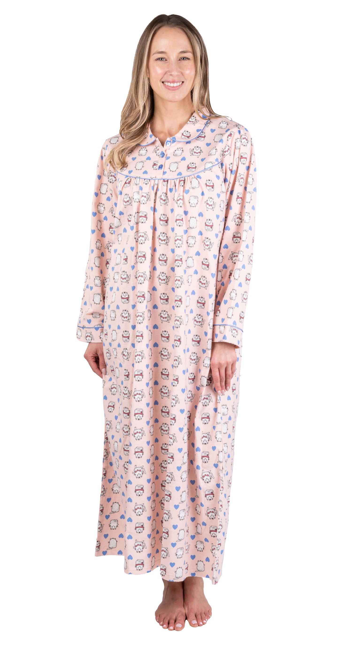 Patricia Flannel cat print nightgown